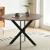 Mid-Century Dining Table For 4 - 6 People With Round MDF Table Top, Pedestal Dining Table, End Table Leisure Coffee Table, Cross Leg - Furniture Home Direct