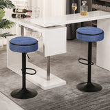 Counter Stool Set Round Upholstered Bar Stools Kitchen Blue - Furniture Home Direct
