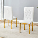 Vintage Style Armless Dining Chairs Set With Grid And Buckle Design - Furniture Home Direct