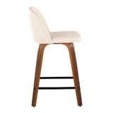 Toriano - Mid Century Modern Fixed Height Counter Stool With Swivel With Square Footrest (Set of 2) - Furniture Home Direct