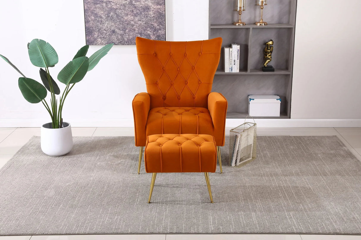 Modern Accent Chair With Ottoman, Comfy Armchair For Living Room - Furniture Home Direct