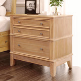 Hazel - 3 Drawer Side Table For Living Room, Hallway, Entryway Solid Wood With Silver Handles - Natural - Furniture Home Direct