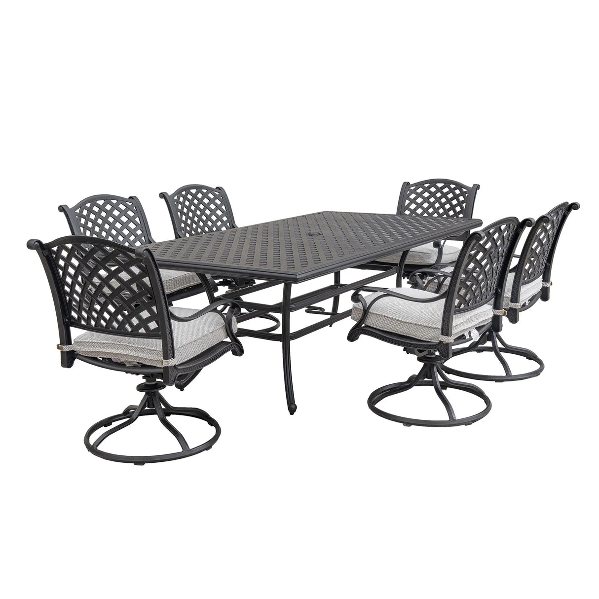 Stylish Outdoor 7 Piece Aluminum Dining Set With Cushion - Furniture Home Direct