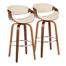 Symphony - Mid Century Modern Fixed Height Barstool With Swivel With Round Footrest (Set of 2) - Furniture Home Direct