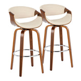 Symphony - Mid Century Modern Fixed Height Barstool With Swivel With Round Footrest (Set of 2) - Furniture Home Direct