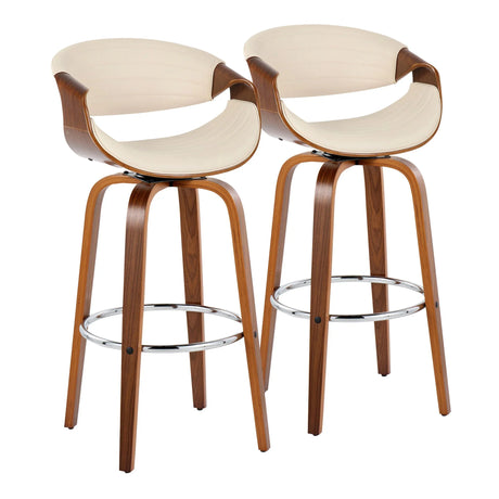 Symphony - Mid Century Modern Fixed Height Barstool With Swivel With Round Footrest (Set of 2) - Furniture Home Direct