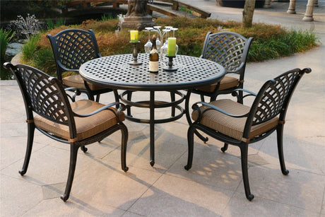 Round 4 Person 51.97" Long Dining Set With Cushions - Furniture Home Direct