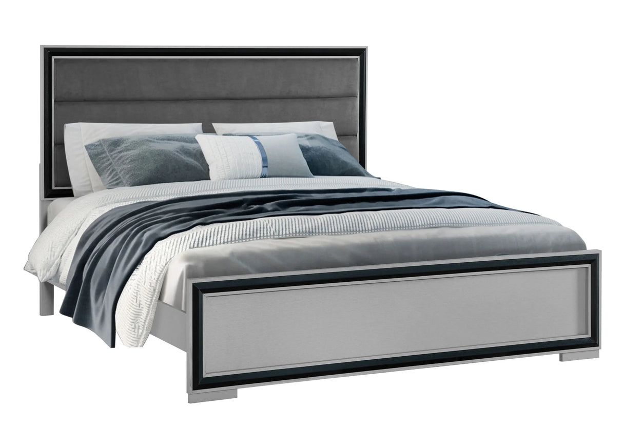 Queen Bedroom Set Modern Style Wood Finish Five Piece Black - Furniture Home Direct