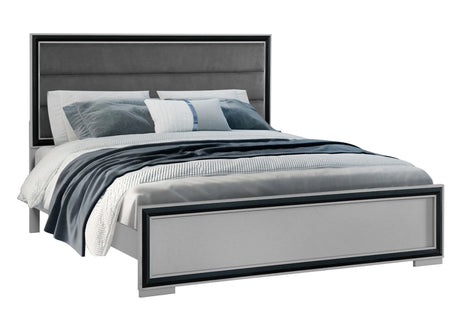 King Bedroom Set 5 Piece Modern Wood Bed Dresser Chest Gray - Furniture Home Direct
