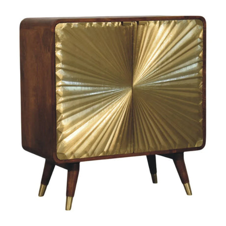 Avora - Brass Embossed 2 Door Cabinet - Brown / Golden - Furniture Home Direct