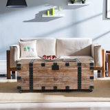 Trunk Table And Side Table With Large Storage Dress Up Your Liviing Room (Set of 3) - Antique Gray - Furniture Home Direct