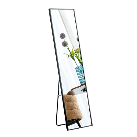 Aluminum Frame Minimalist Mirror, Bathroom Bedroom Wall Mirror, Elevating Contemporary Interiors, Can Be Wall Mounted Or Opened As A Standing Mirror - Black - Furniture Home Direct