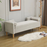 Wide Corduroy Storage Soft Bench With Armrests, Backrest And Two Bolster Pillows - Furniture Home Direct