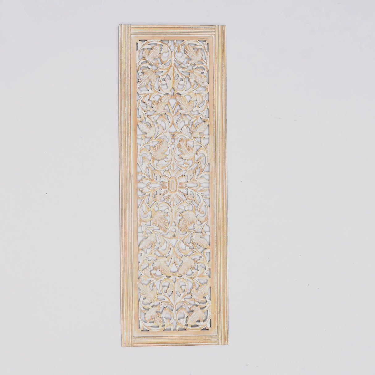 Floral Hand Carved Mandala Rectangular Wall Decor Accent - Gold / White - Furniture Home Direct