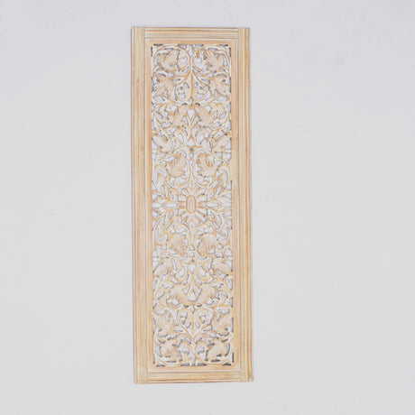 Floral Hand Carved Mandala Rectangular Wall Decor Accent - Gold / White - Furniture Home Direct