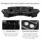 Sectional Sofa Manual Reclining With LED Light Strips Black - Furniture Home Direct