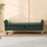 Wide Storage Soft Ottoman Bench With Armrests - Furniture Home Direct