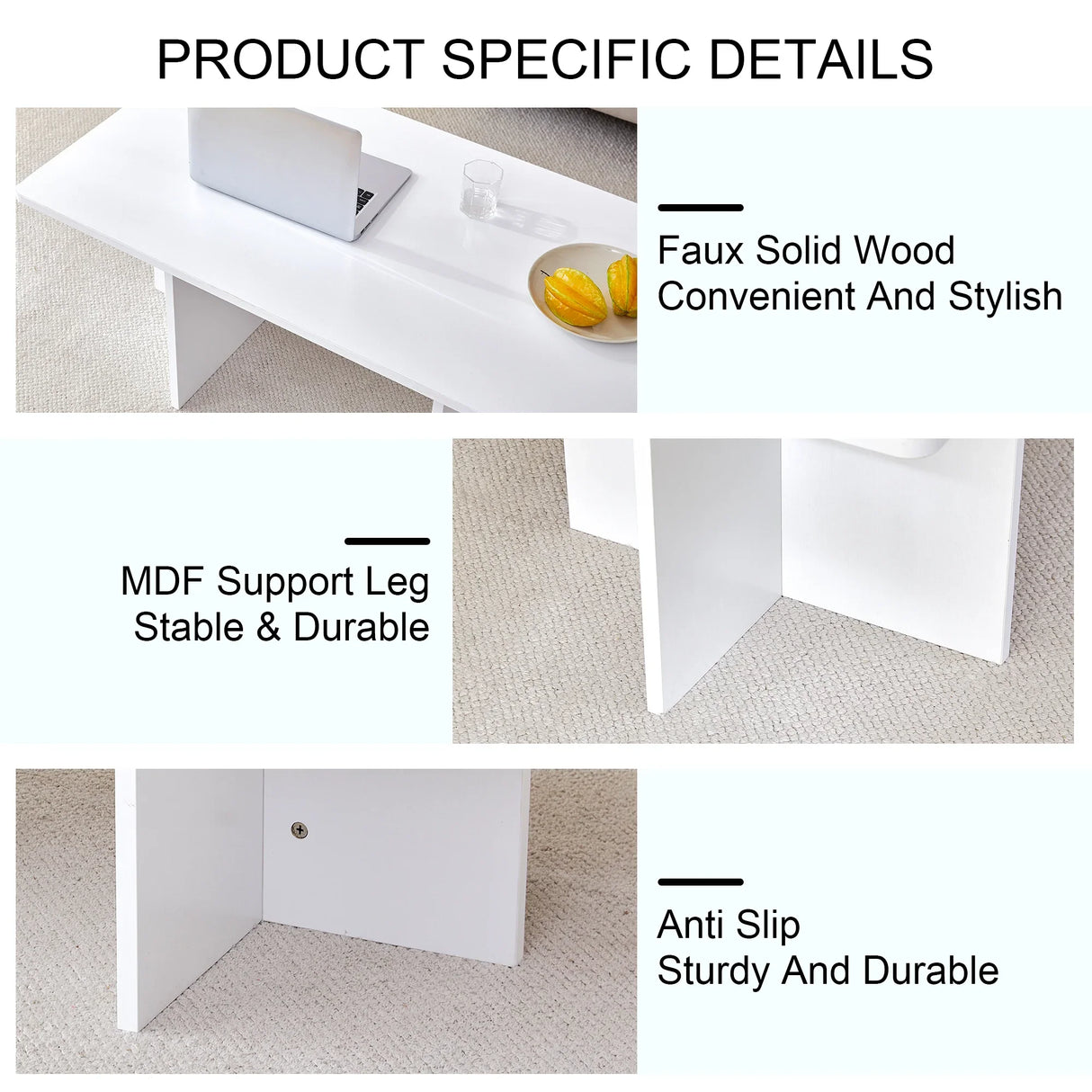 Coffee Table With X Leg Design For Living Room White - Furniture Home Direct