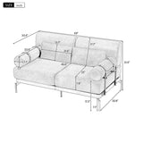 Modern Loveseat Sofa 2 Seater With USB Ports, Cylindrical Armrests - Furniture Home Direct