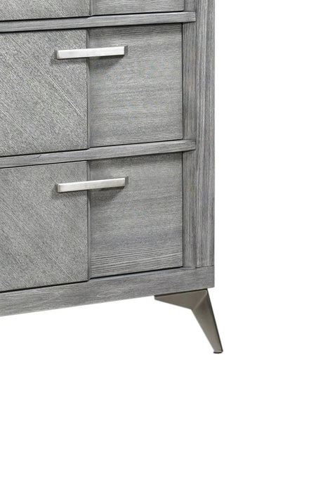5 Drawer Chest Book Matched Veneers - Gray - Furniture Home Direct