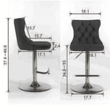 Counter Height Bar Stools Velvet Tufted Back Chrome Gray - Furniture Home Direct