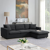 Modern Sectional Sofa With Throw Pillows, Cloud L Shaped Couch Set With Wide 4 Seat Comfy Couch Set With Movable Ottoman - Furniture Home Direct