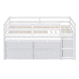 Loft Bed With Retractable Writing Desk And 4 Drawers, With Lateral Portable Desk And Shelves - Furniture Home Direct