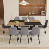 Dining Set With 8 Upholstered Chairs And Wood Table Gray - Furniture Home Direct