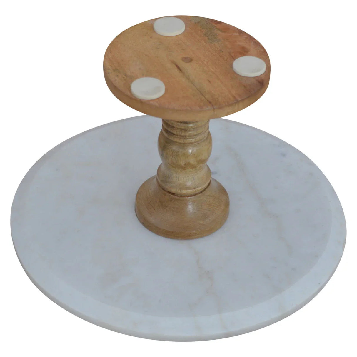 Cake Stand With Marble Top - Light Brown - Furniture Home Direct