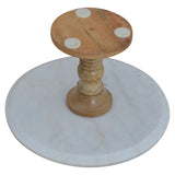 Cake Stand With Marble Top - Light Brown - Furniture Home Direct