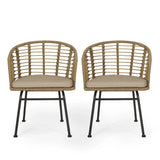 Randy - Modern Wicker Chair With Water Resistant Cushions - Brown / Beige