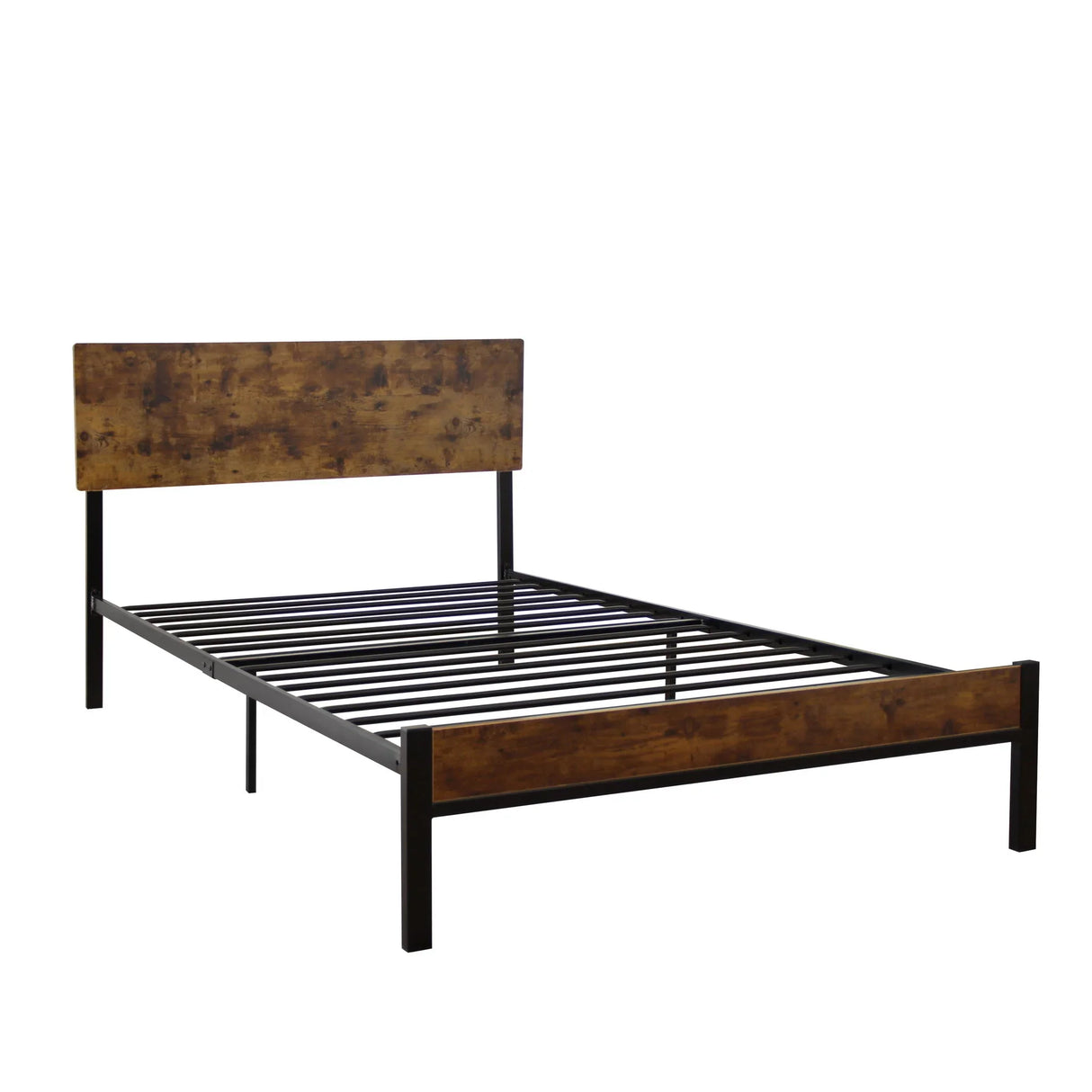 Modern Twin Size Metal Bed Frame Sturdy System Metal & Wood - Black - Furniture Home Direct