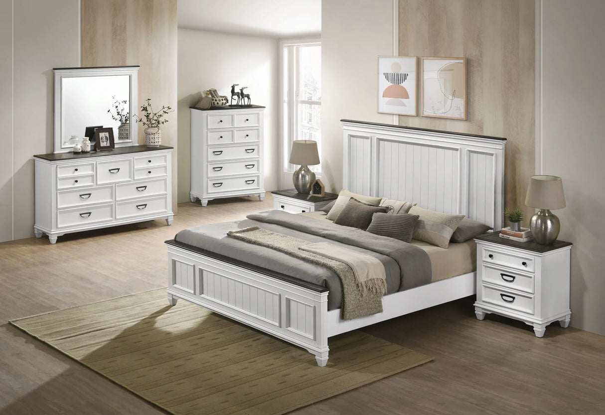 Queen Bed Headboard and Dresser Set Antique White Gray - Furniture Home Direct