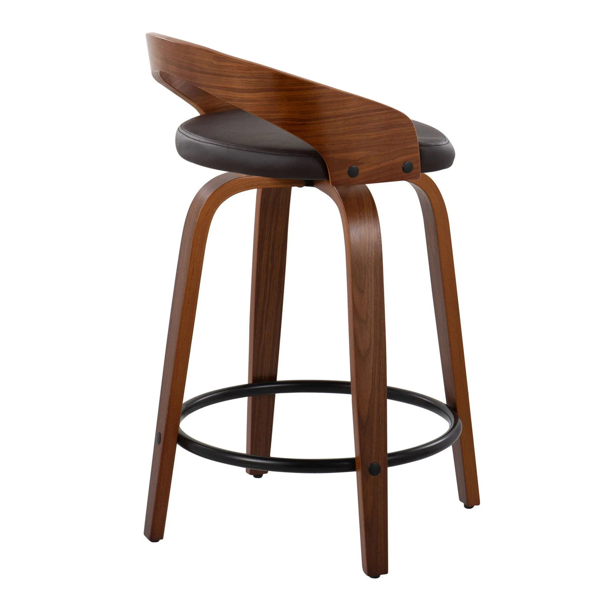 Grotto - Mid-Century Modern Fixed Height Counter Stool & Swivel With Round Footrest (Set of 2) - Furniture Home Direct