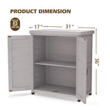 Rustic Cedar Wood Potting Bench With Storage Cabinet And Metal Top For Outdoor Patio - Gray - Furniture Home Direct