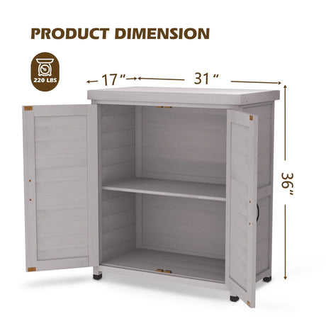 Rustic Cedar Wood Potting Bench With Storage Cabinet And Metal Top For Outdoor Patio - Gray - Furniture Home Direct