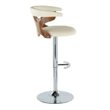 Gardenia - Mid Century Modern Adjustable Barstool With Swivel With Rounded T Footrest (Set of 2) - Furniture Home Direct