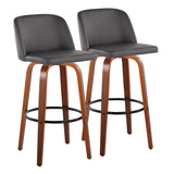 Toriano - Mid Century Modern Fixed Height Barstool Swivel And Round Footrest (Set of 2) - Furniture Home Direct