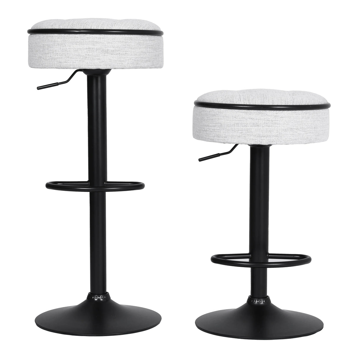 Counter Stool Round Linen Upholstered Seat Off White - Furniture Home Direct