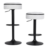 Counter Stool Round Linen Upholstered Seat Off White - Furniture Home Direct