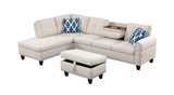 Alger - Wide Left Hand Facing Sofa & Chaise With Ottoman - Beige - Furniture Home Direct