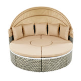 Outdoor Daybed With Canopy Weatherproof Rattan Beige - Furniture Home Direct