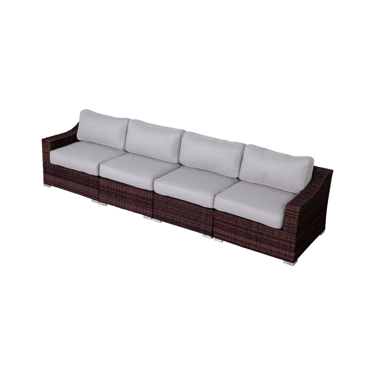 Contemporary Outdoor Rattan Wicker Sectional Seating Group With Cushions - Furniture Home Direct