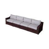 Contemporary Outdoor Rattan Wicker Sectional Seating Group With Cushions - Furniture Home Direct
