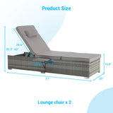 Outdoor Chaise Lounge Set With Cushions Patio Light Gray - Furniture Home Direct