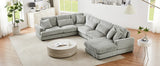 Sectional Sofa Oversized U Shaped Corduroy Fabric Gray - Furniture Home Direct