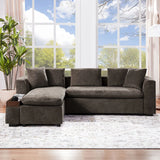 Modern L Shaped Sectional Sofa With Chenille Upholstery And Wooden Storage - Furniture Home Direct