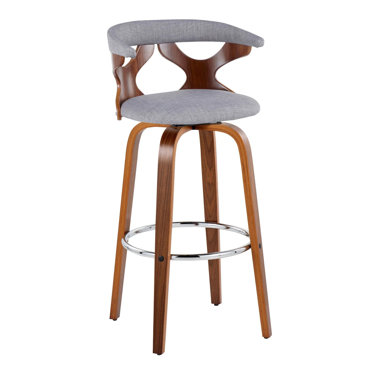 Gardenia - Mid Century Modern Fixed Height Barstool With Swivel With Round Footrest (Set of 2) - Furniture Home Direct