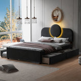 Platform Bed Upholstered With Storage Drawers Trundle Gray - Furniture Home Direct