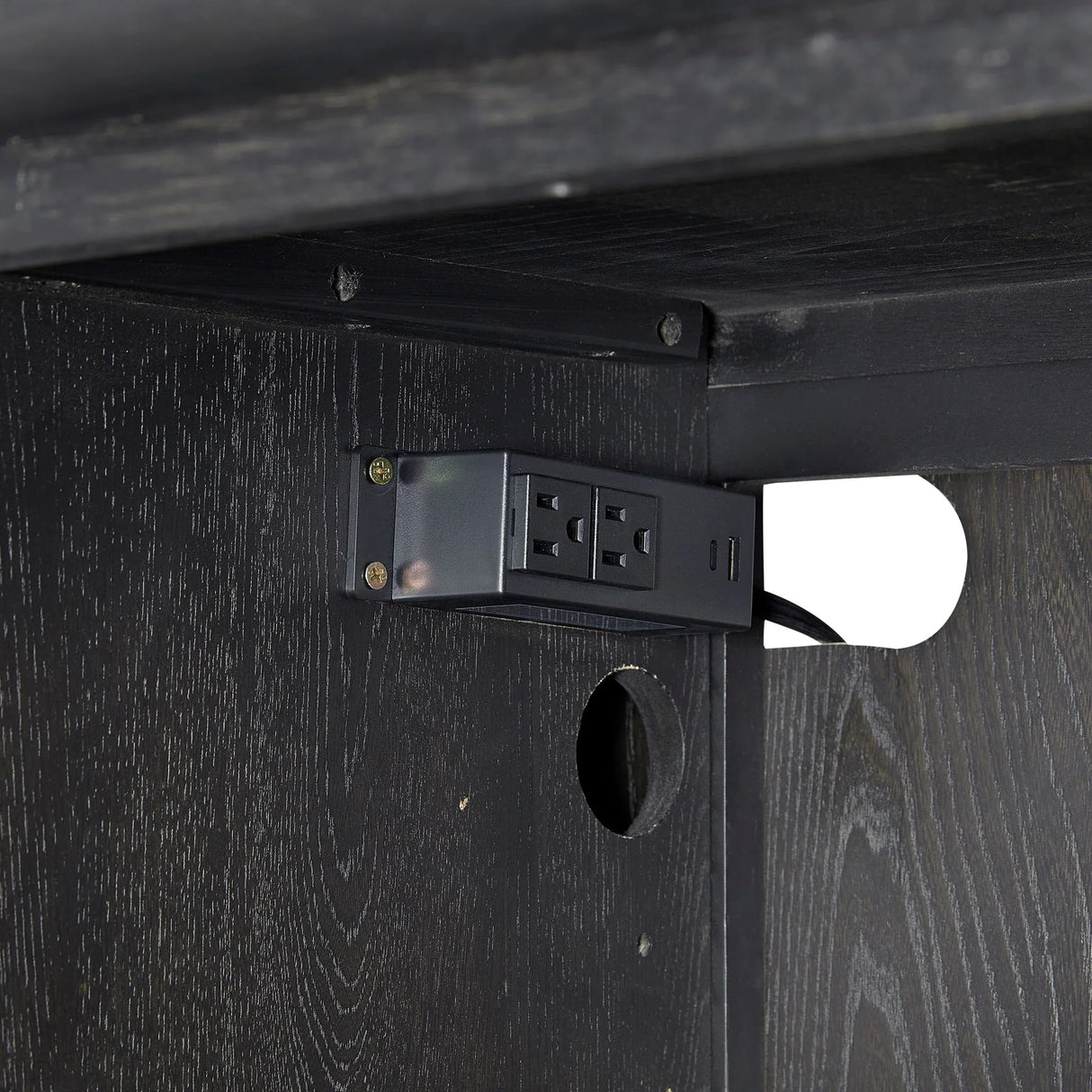 Console With Power Pack - Black - Furniture Home Direct